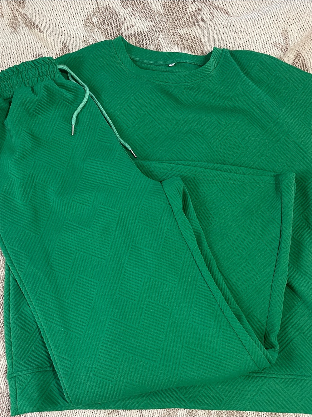 Women’s  Green Textured Top Pants Set